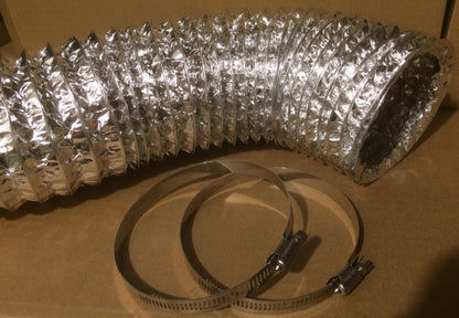 Flexible aluminum duct hose and two clamps 